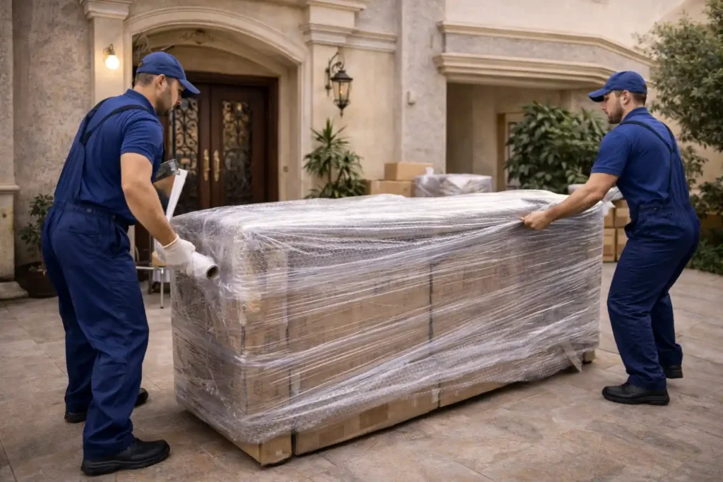 خدمة نقل عفش لفيلا داخل المملكة تشمل التغليف الكامل والفك والتركيب.